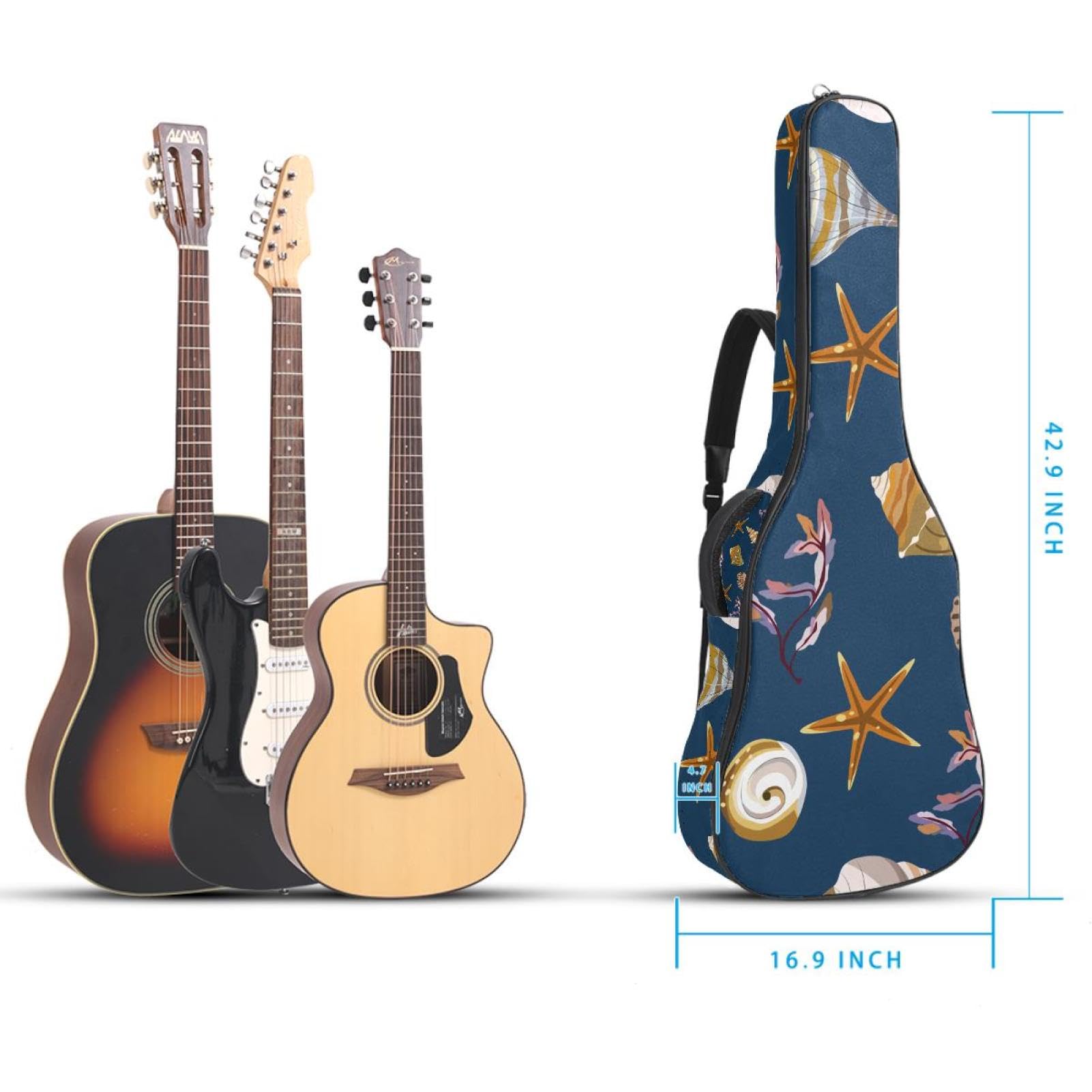 Torba na gitarę akustyczną Wodoodporny plecak na gitarę Gruba miękka wyściełana skorupa Klasyczna obudowa na gitarę, wielobarwny, 42.9x16.9x4.7 in, Organizer do torby