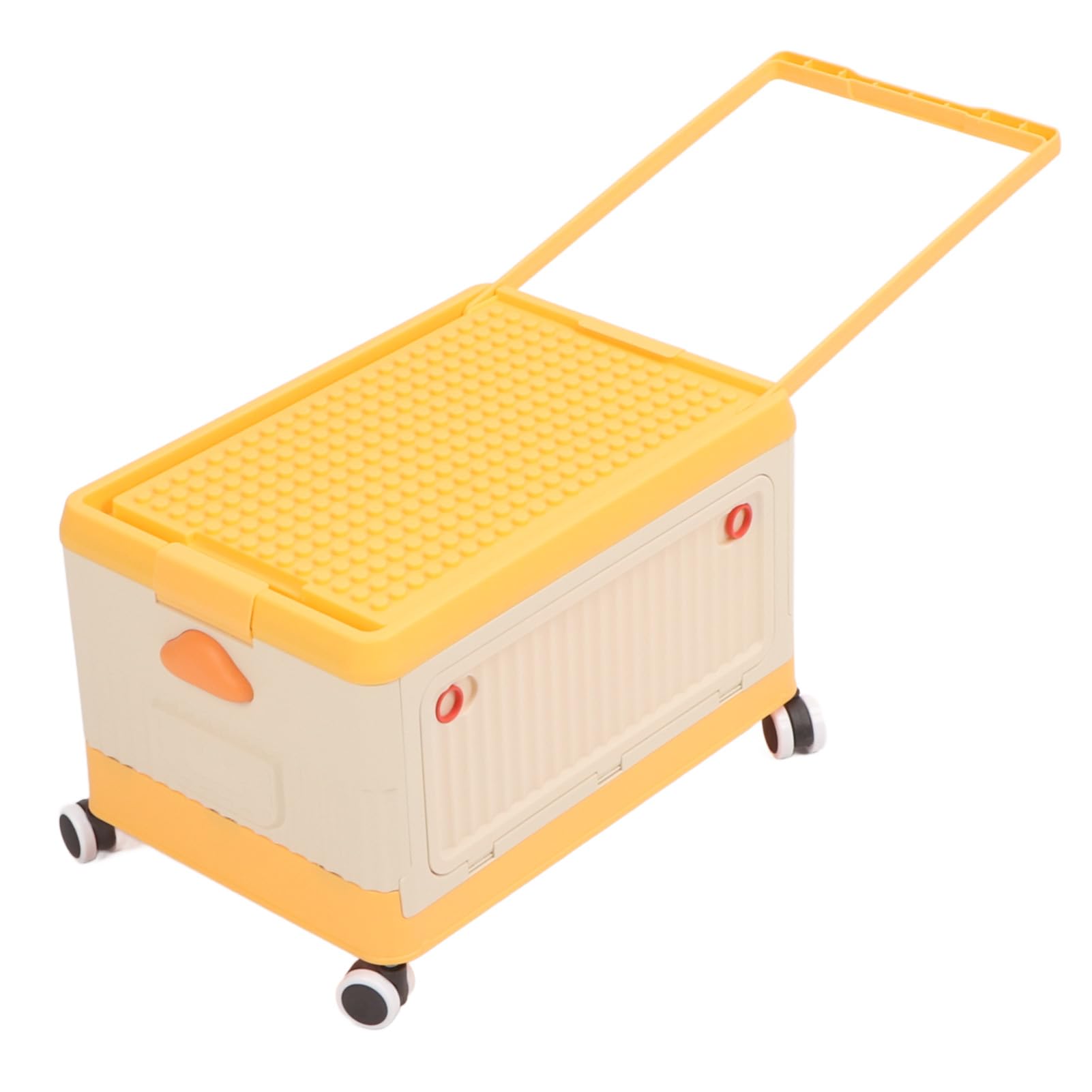 AMONIDA Contenedor Organizador de Juguetes con Ruedas con Tapa y Ruedas Solución de Almacenamiento Elegante para Niños PP Duradero 16.5x11.4x11.0in (ORANGE)