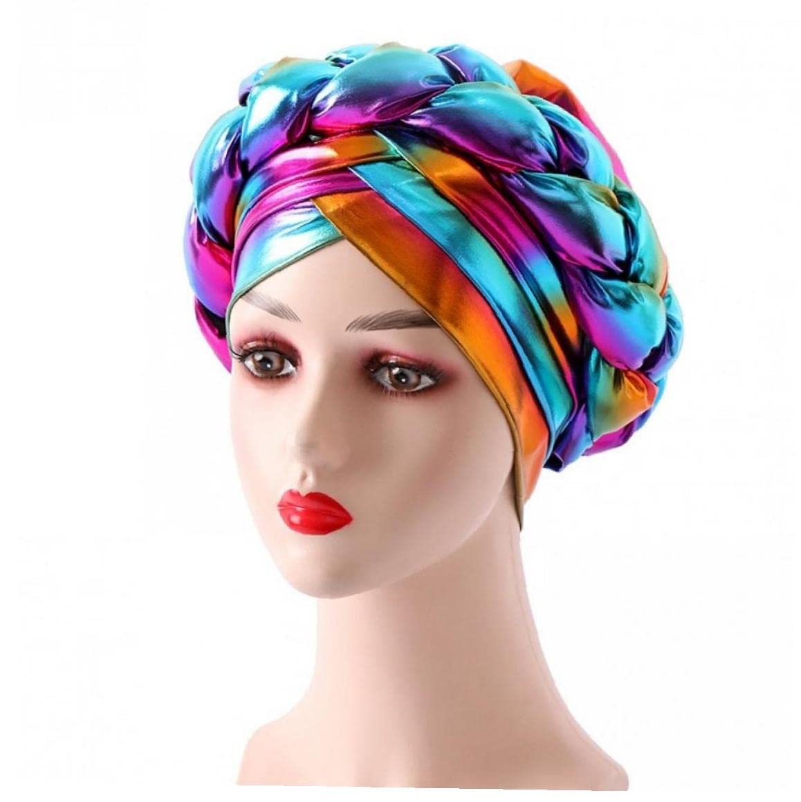 6 Pièces Turbans Pour Femmes Turban Enveloppement De Tête Doux Bonnet Plissé Chapeau De Perte De Cheveux (Vin Rouge, Bleu, Rose Rouge, Blanc, Bleu Royal, Orange),Taille Unique