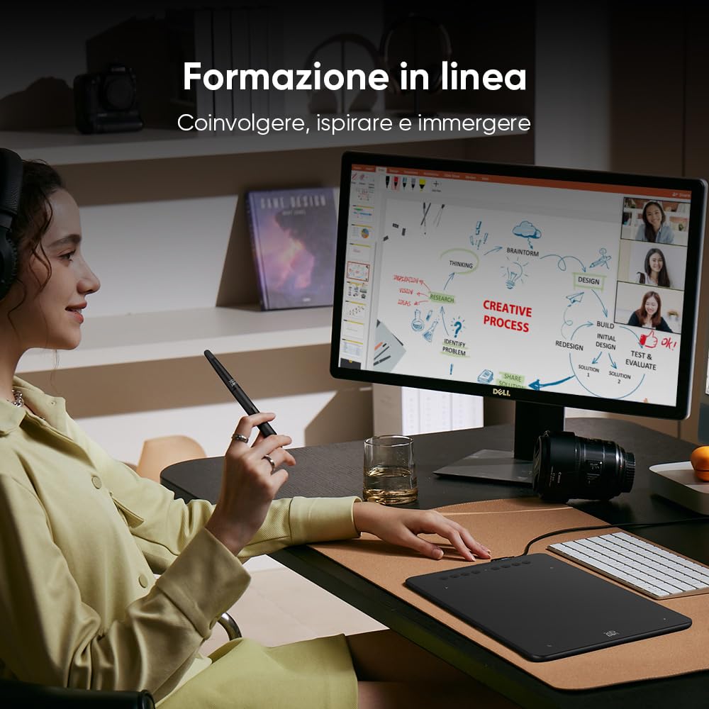 XPPen Tavoletta grafica Deco 01 V3, 10 x 6,25 pollici, tavoletta con penna a 16K livelli di pressione, compatibile con Windows, Mac e Android, per schizzi, progettazione e fotoritocco