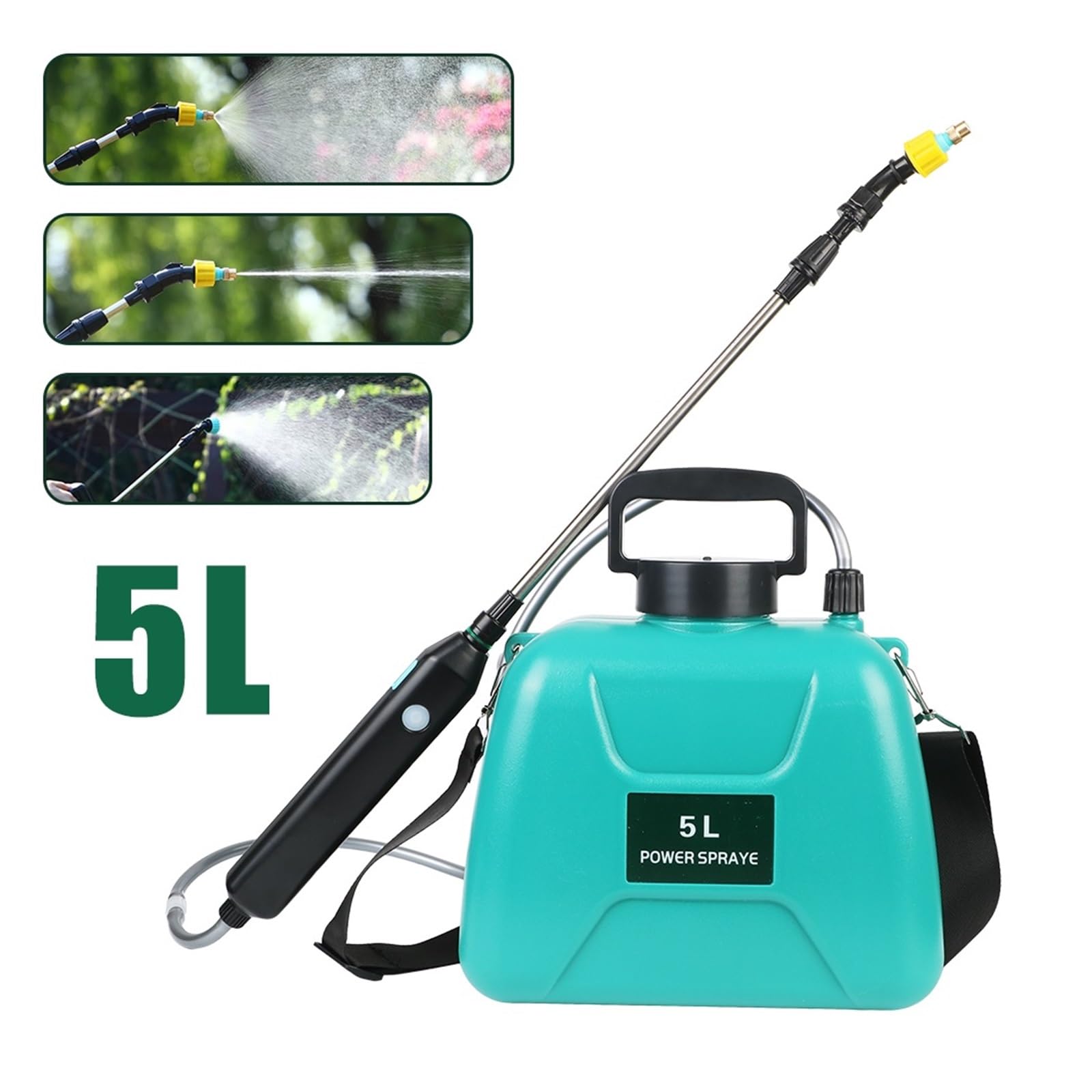 Spruzzatore elettrico, Annaffiatoio elettrico da 5 litri con pistola a spruzzo, strumento di irrigazione ricaricabile USB automatico for piante giardino Mister(5L Electric Green)