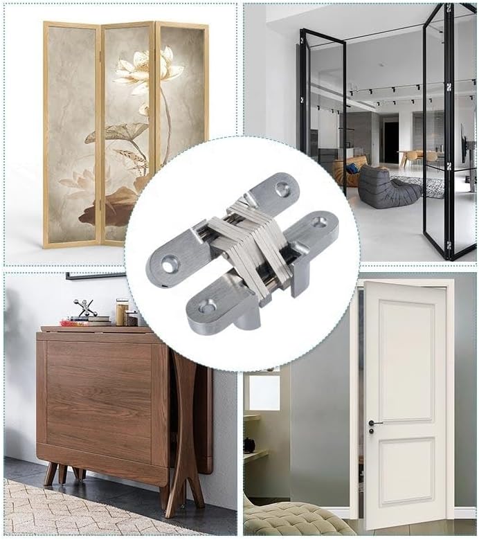 Stainless Steel 180 Degrees Hidden Invisible Folding Cupboard Door Hinge Hardware 2Pcs(NO.5)