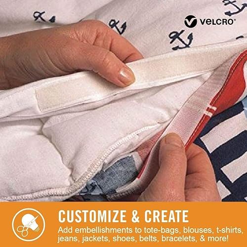 Miniatura 4 de VELCRO Brand Parte trasera adhesiva para telas, rollo a granel de 10 pies sin cinta adhesiva, parte trasera blanca y adhesiva para telas, cinta