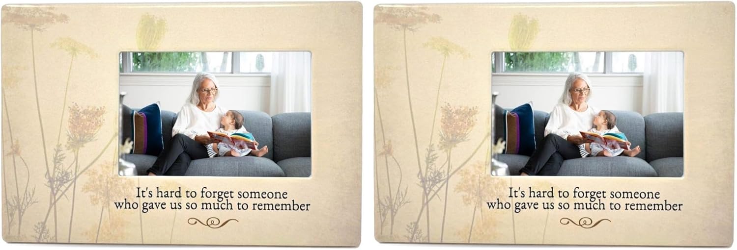 Memorial Picture Frame - "It's Hard to Forget Someone Who Gave Us So Much to Remember" - The Loss of a Loved One - Bereavement Gift - In Loving Memory - 4"X6" Photo (Pack of 2)