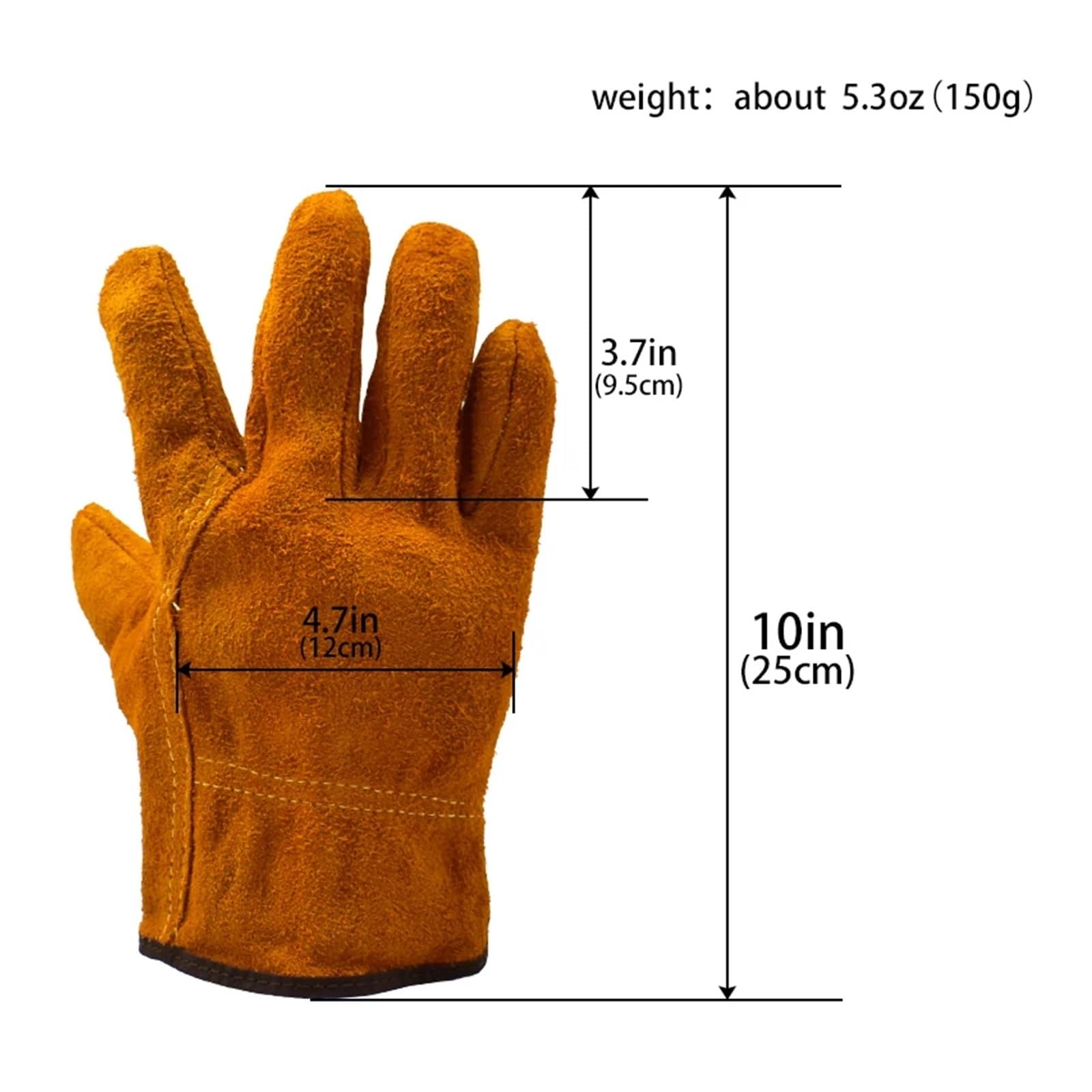 Mandil de Soldador, 3/5/10 pares de guantes de trabajo de protección laboral cuero vacuno suave protección de seguridad for soldadura guantes de soldadura aislados resistentes al desgaste(10pairs)