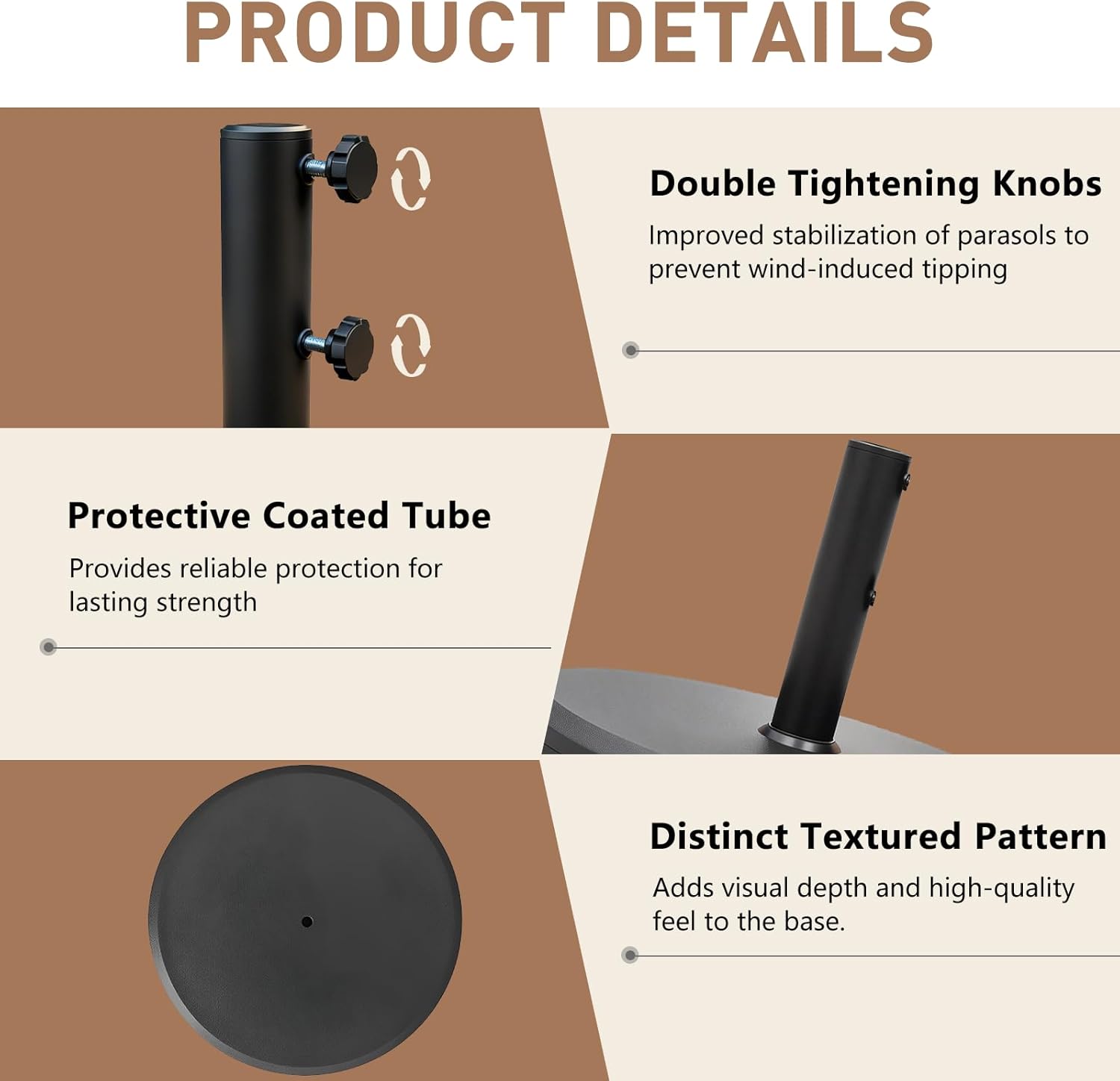 T&Jero 29 lb Round Heavy Duty Patio Market Table Umbrella Base Stand Weight Pre-Filled for Outdoor, Black