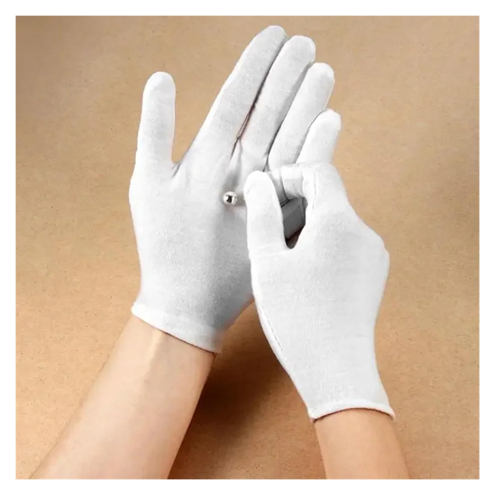 Guantes De Trabajo 6 pares de guantes de trabajo de algodón blanco | For manos secas, película de manejo ceremonial, joyería, guantes de inspección de plata, herramienta de limpieza del hogar(M)