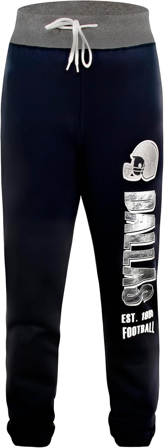 Womens Football Fans Sporty High Waist Sweatpants Athletic Lounge Tousers Jogger Pants - Navy & Grey