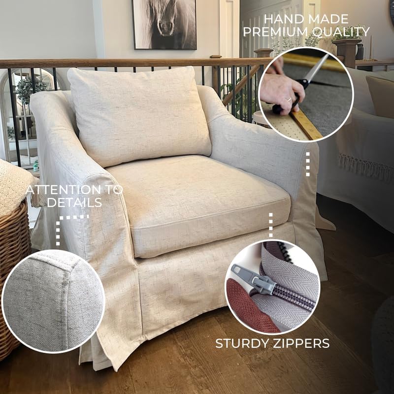 comfortly Cover for Farlov Armchair, Replacement Slipcover, Heavy Duty 4 pcs Cover, Soft Durable Washable Fabric, Easy to Clean & Replace (Crown - Antelope)
