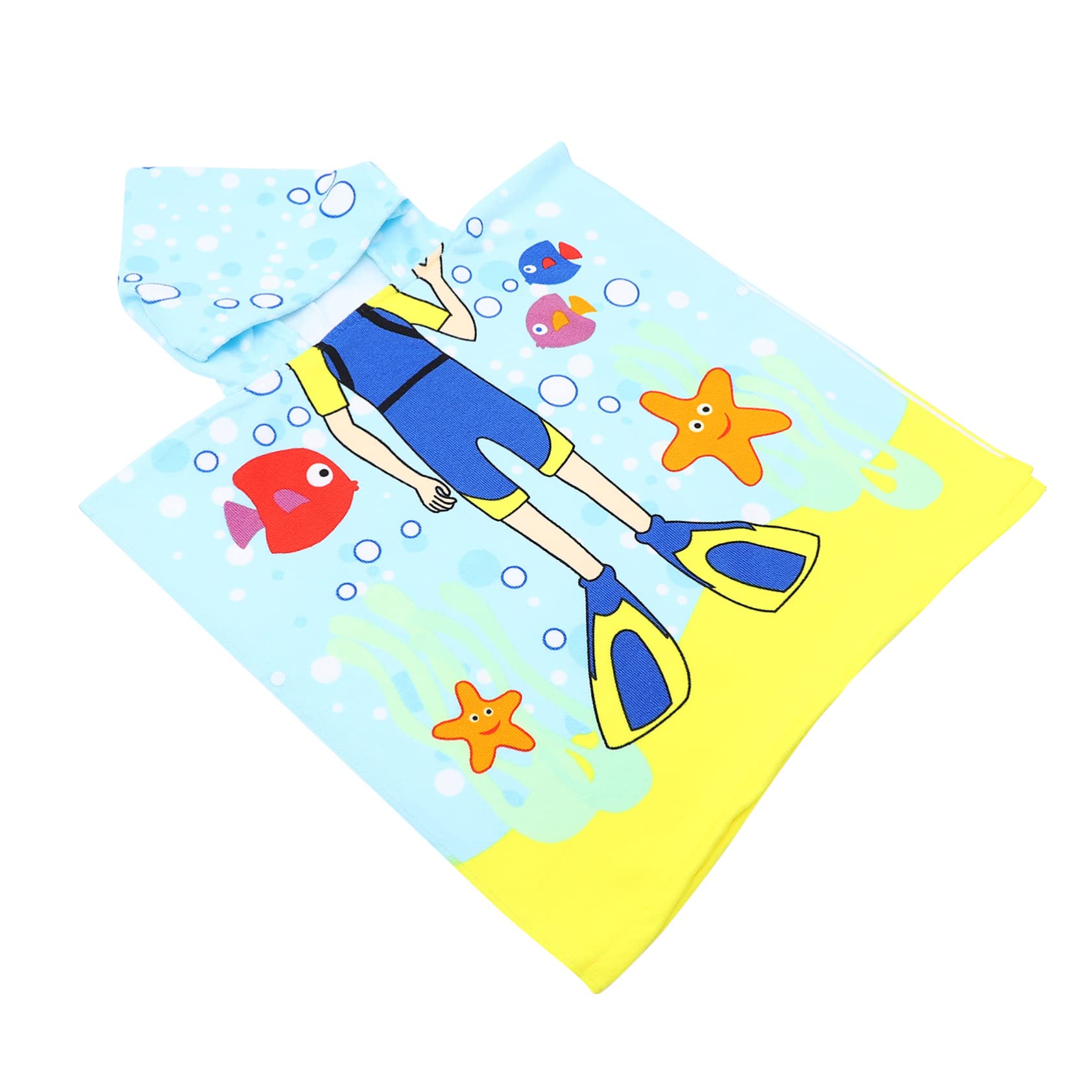 Abaodam 4pièces Serviette De Bain Garçon Fille à Capuche Microfibre avec Imprimé Ludique Peignoir De Bain Poncho De Plage pour Et Garçon Fille
