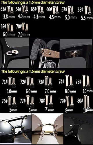 Miniatura 7 de Kit de reparación de lentes de sol con tornillos, pinzas, destornillador, micro tornillos pequeños, tuercas, surtido de tornillos de acero