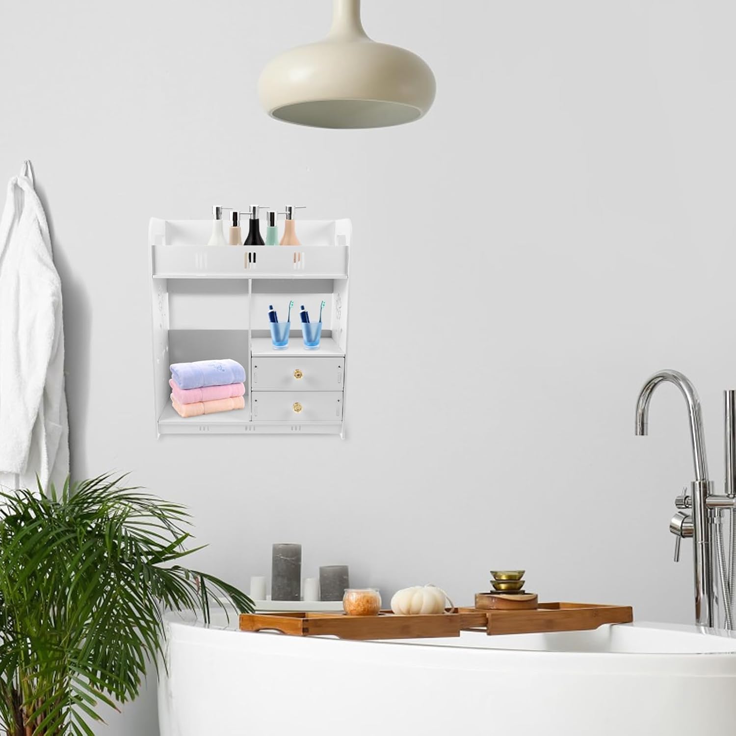 iplusmile Wall Mounted Makeup Products Shelf Durable Hanging Shelf for Bathroom Kitchen Stylish Organization Storage for Indoor Use Capacity Holder for Essentials