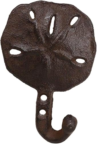 Ebros Gift Paquete de dos ganchos de pared para abrigos de pared única de hierro fundido con acabado de bronce oxidado, vida marina náutica, vida