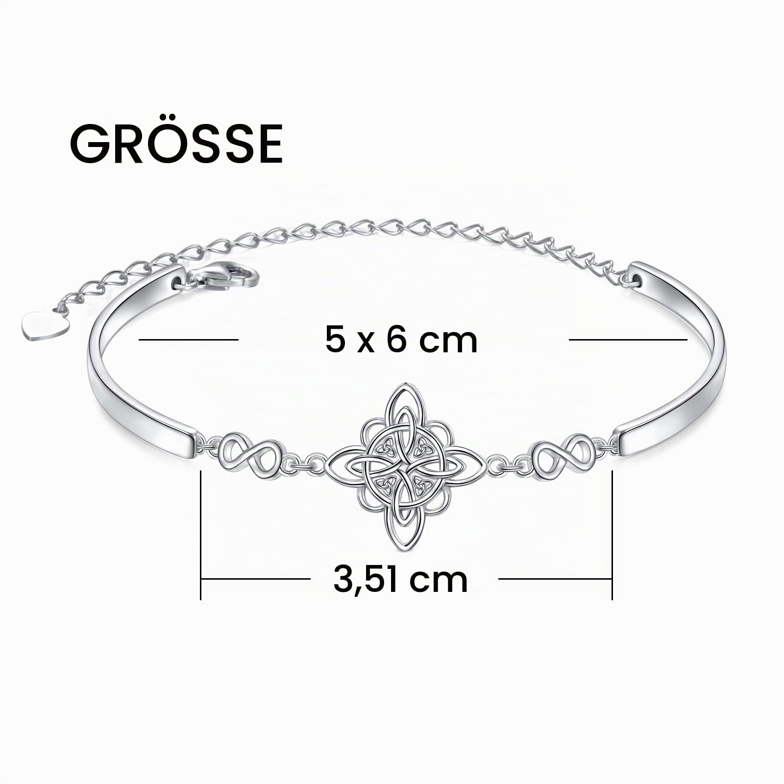 DAOCHONG 925 Sterling Silber Viel Glück Irischer Schmuck Keltischer Knoten Armband für Damen