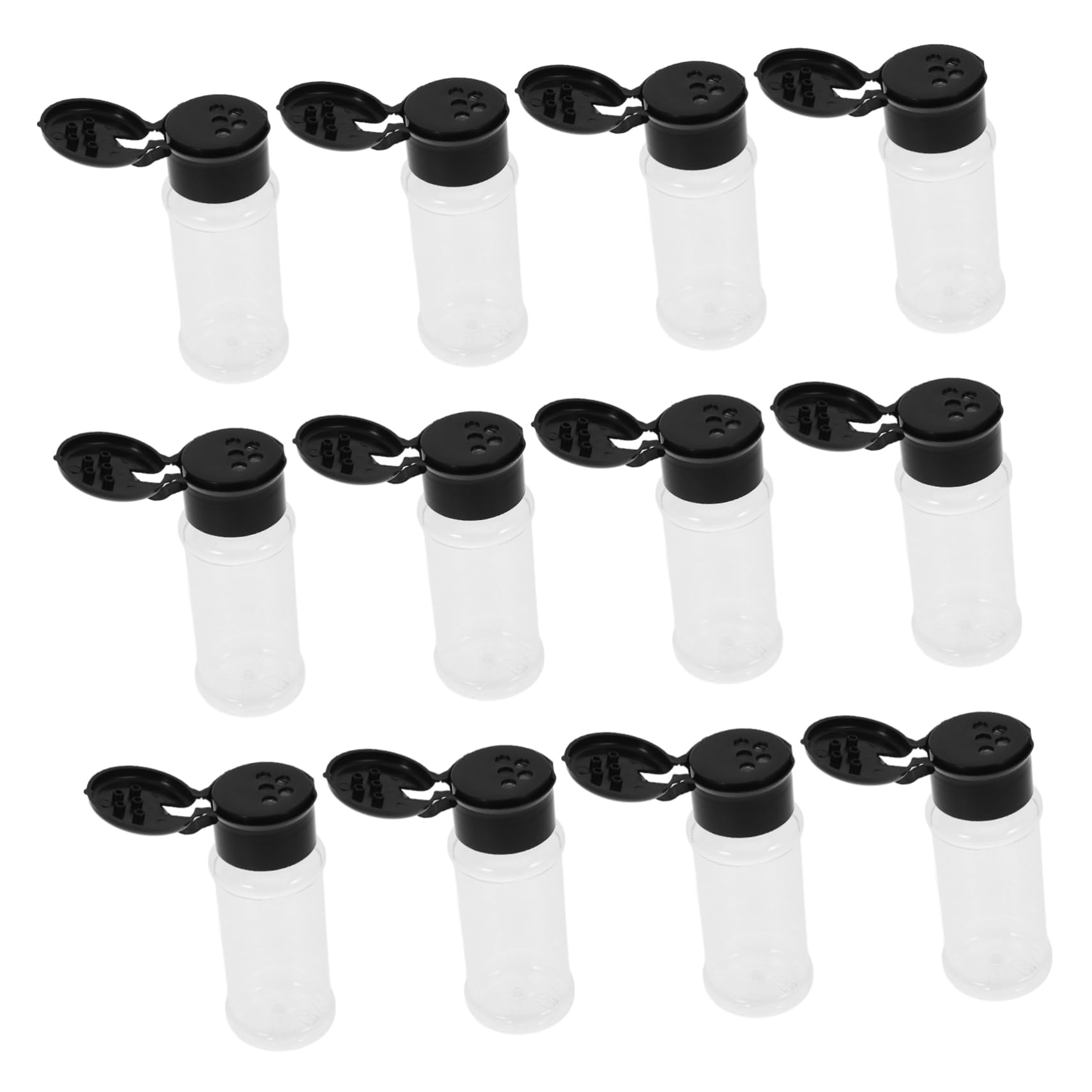 BRIGHTFUFU 12pcs Transparent Seasoning Bottle Multipurpose Condiment Jar for Salt Pepper and Sauces Kitchen Storage for Easy Visibility and Organization