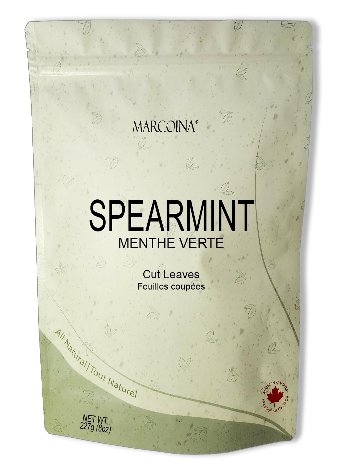 MARCOINA - Pure Spearmint Herbal Tea 227g - Cut Leaves, Loose, Caffeine-Free, Resealable Bag (8oz) - 5