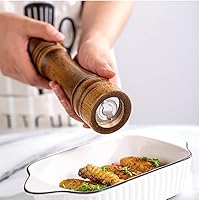 Vista 6 de Wooden Pepper Grinder Mill Manual Salt Grinder Refillable Pepper Mill Shaker Spice Grinder with Adjustable Coarseness 5 Inch