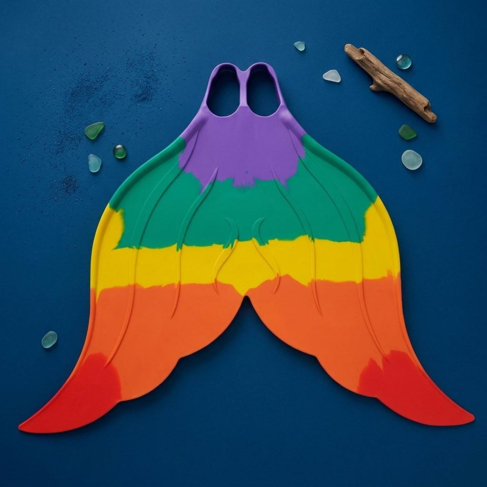 predolo Monopinna Coda da Sirena in Gomma, Monopinna a Coda di Sirena Protezione dei Piedi Pinna Unica, Ideale per l'Allenamento Subacqueo e di Nuoto, Arcobaleno Arancione , 36-37