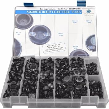 750 Count Assorted Hole Plug Kit 1/4" to 3/4" Flush & Locking Hole Plugs | Plastic Body & Sheet Metal Plugs for Paintless Dent Repair Dent Magic PDR Tools