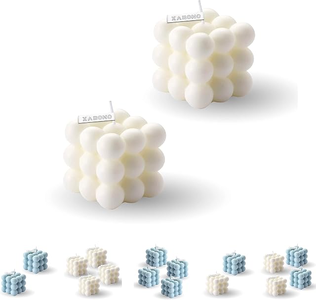 2 Pcs Bubble Candle Bubble Candles Color White Home Decoration Bright Candle Trendy Candles Handmade Cube Candle for Bedroom Bathroom Decorations Aesthetic Abstract Decor Set