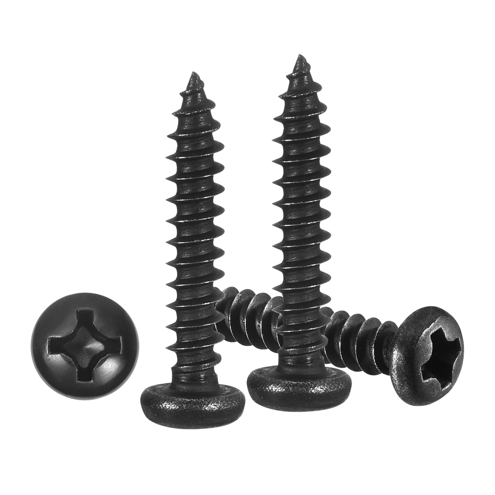 METALLIXITY Phillips Pan Head Self Tapping Screws(M3x16) 100Pcs, 304 Stainless Steel Self Drilling Screw for Metal Wood Plastic, for Cabinet Wall Shutter Plate Rock Furniture, Black โ image 1