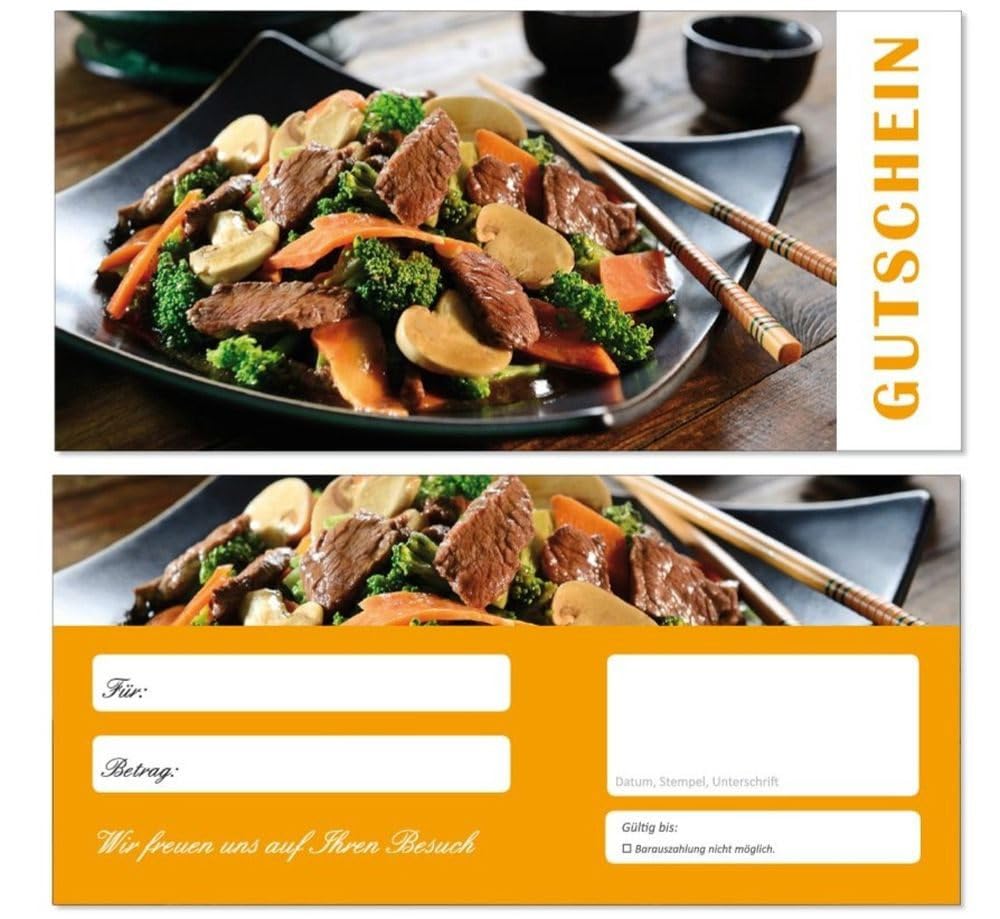 Geschenkgutscheine (GUT-701) Gutscheine Gutscheinkarten für Bereiche wie Gastronomie Fleisch Grillen Restaurant Nudeln (200)
