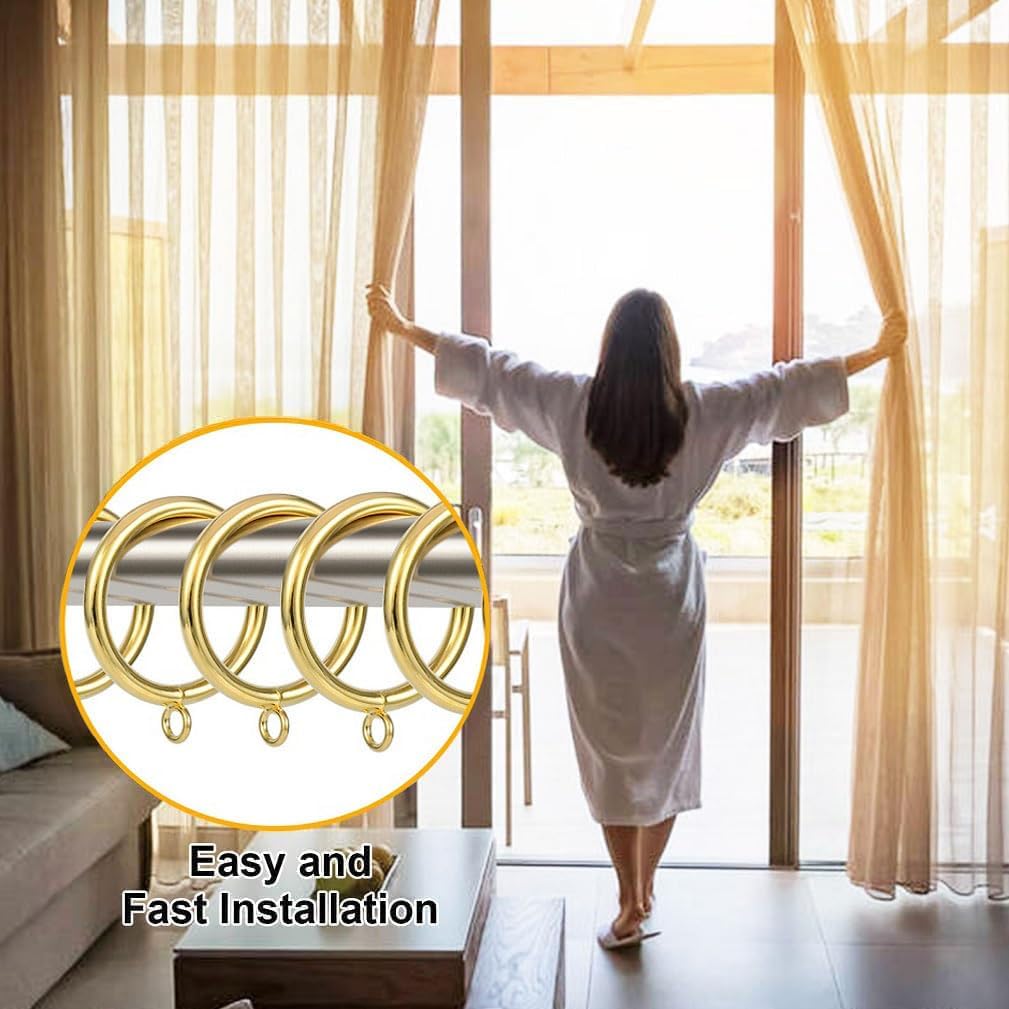 Metal Curtain Rings,1.73-Inch Inner Diameter, 0.24-Inch Wire Diameter Fit up 1.5-inch Rod (Gold-40Pcs)
