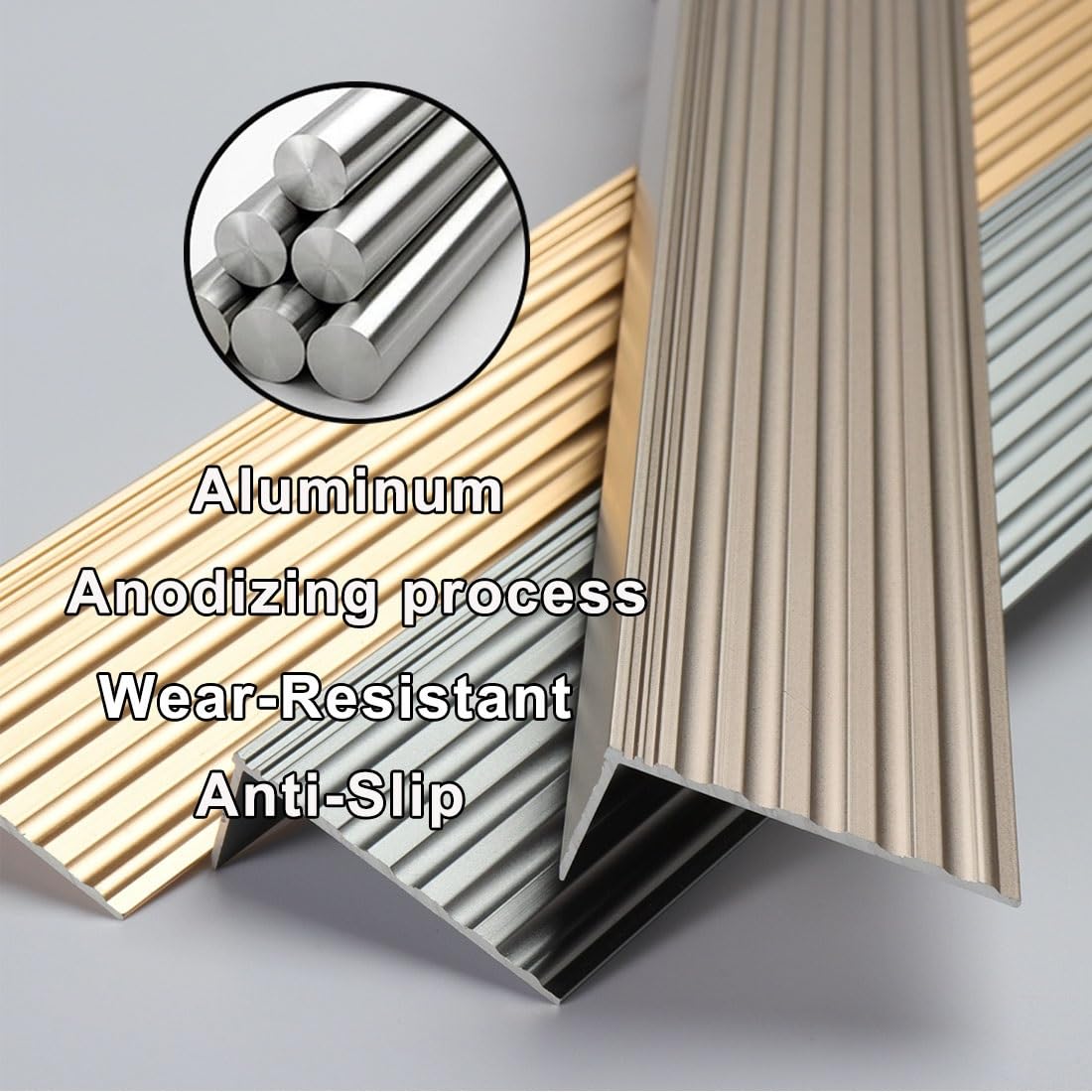 130cm Perfil de Borde de Escalera de Aluminio en Forma de L, Antideslizante Protector de Nariz de Escalera 150 cm, Impermeable Moldura de Borde de Escalón(Beige,110cm/43in)
