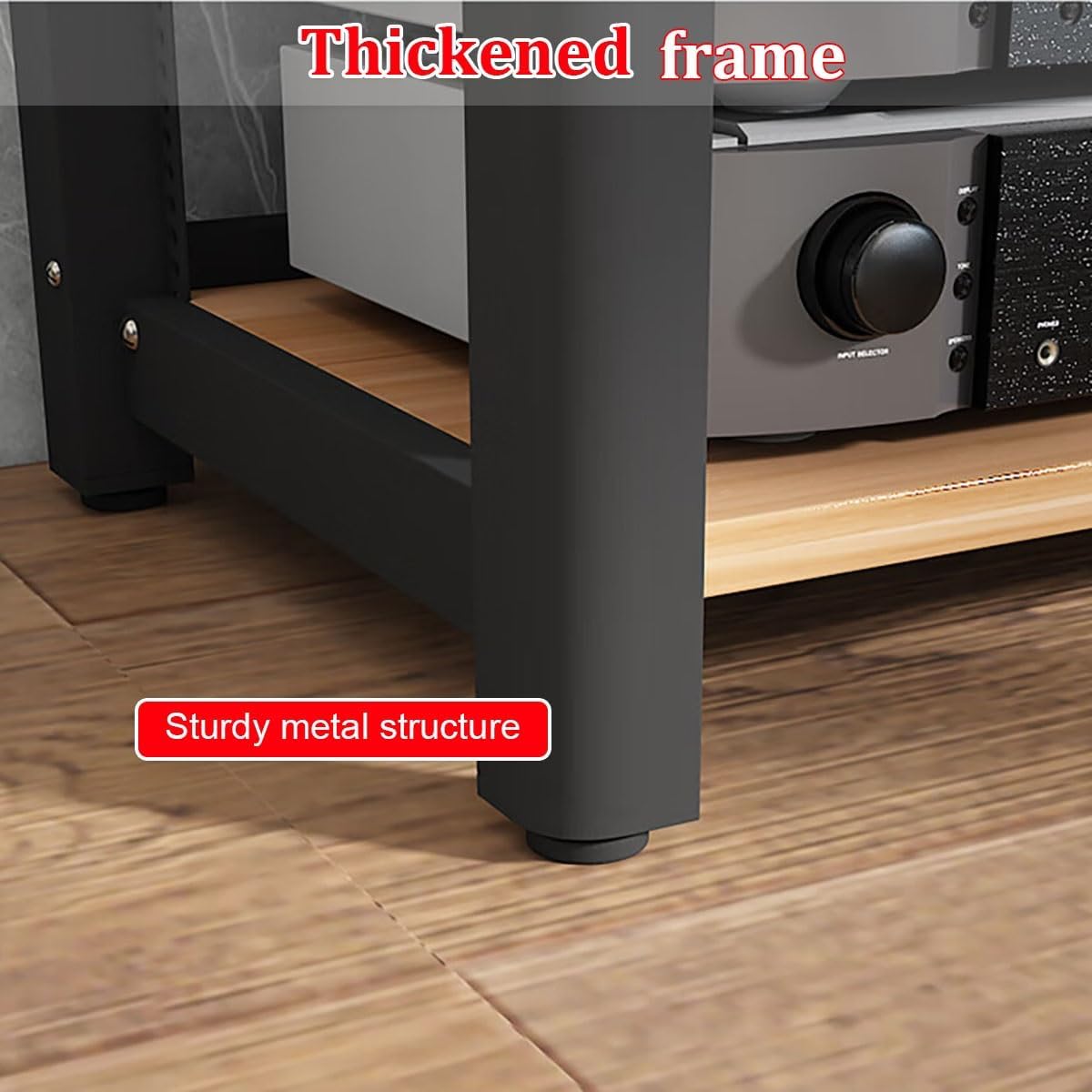 2/3/4/5 Tier Audio Cabinet Record Player Stand Audio Rack, AV Component Media Stand, Tower Player Stand, Home Stereo Rack System With Height-Adjustable Shelf, For DVD Players TV Box Game Console(Brown