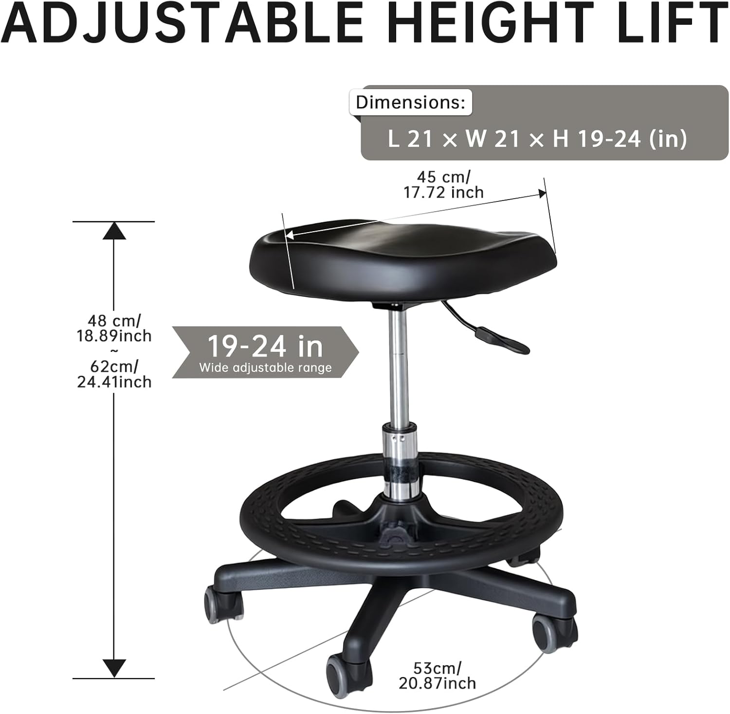 Professional Ergonomic Triangular Saddle Stool with Castors, Height-Adjustable Swivel Stool. Suitable for Clinics, Dental Practices, Massage, Tattoo Studios, and Beauty Salons (Black)