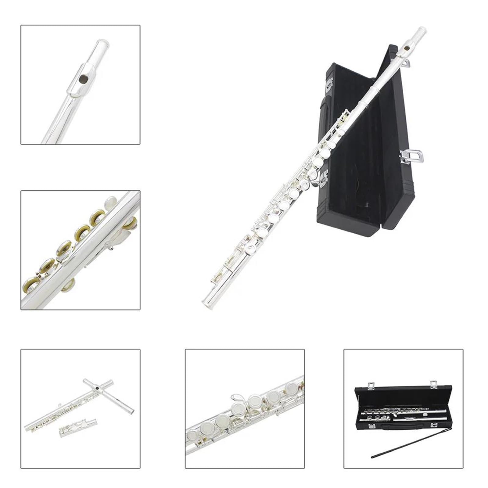 Flet Instrumenty Muzyczne 16 Otworowy Flet C Z Zamkniętym Srebrnym Miedzioniklem Profesjonalne Instrumenty Muzyczne Akcesoriami