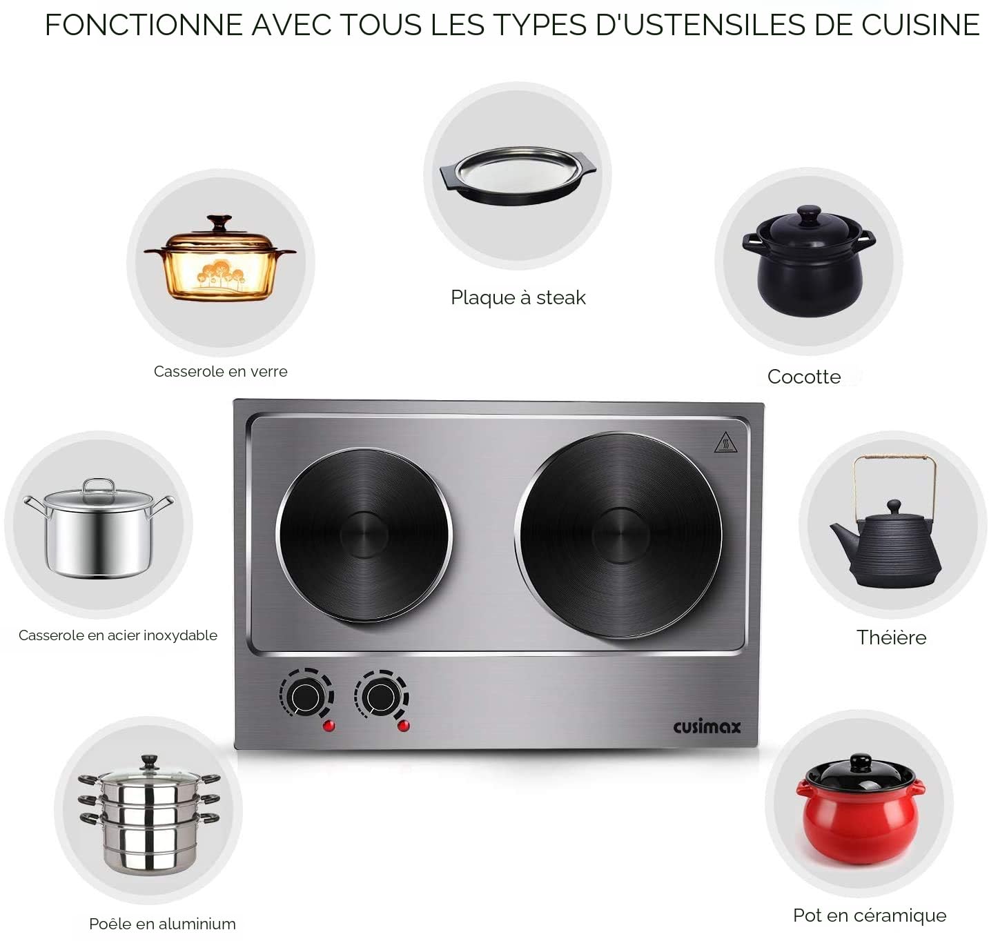Plaque Chauffante Triple Brûleur 1800W Inox - Modèle ES-3301
