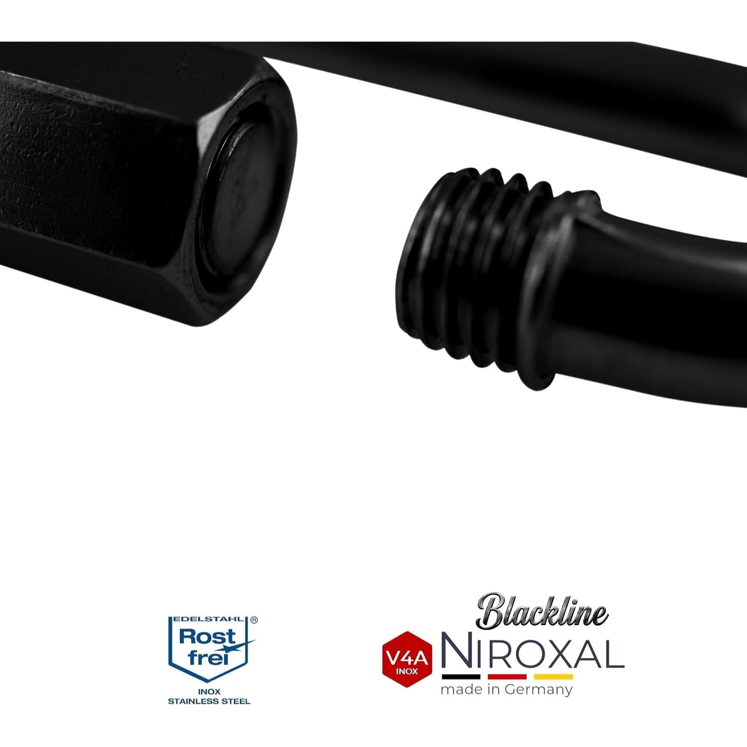 Łącznik śrubowy czarny V4A A4 Ø 10 mm – 10 sztuk – 3750 kg obciążenia na zerwanie – do dużych obciążeń – Blackline czarny, trwale zaczerniony – łącznik łańcucha, szekla, alternatywa