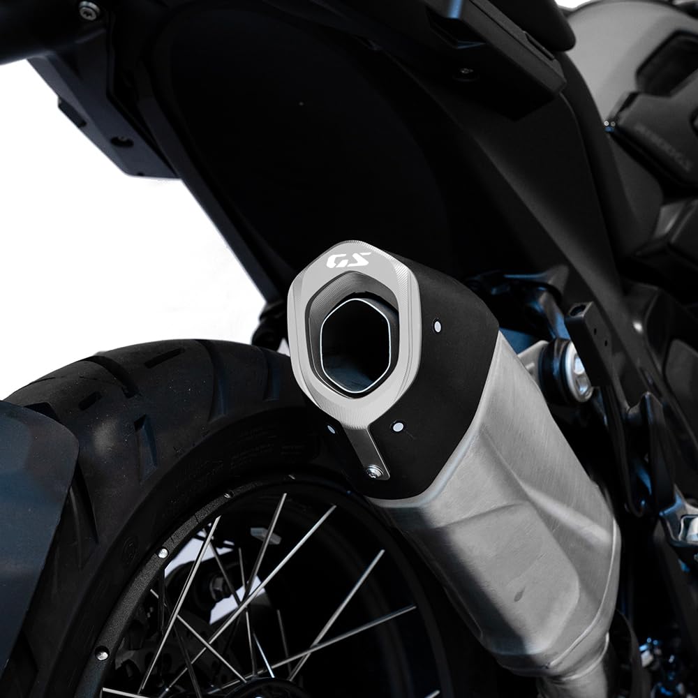 Compatibile con R1300GS R 1300 GS R 1300GS ADV GS 1300 ADVENTURE 2024 2025 Moto CNC Terminale Scarico Copertura Silenziatore Tappo Protettivo Decorativo GS1300 2026 (Argento)