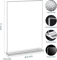 Vista 4 de EHWINE Soporte acrílico para letreros de 8.5 x 11 pulgadas, paquete de 10 soportes de doble cara para letreros de mesa, marco de fotos acrílico