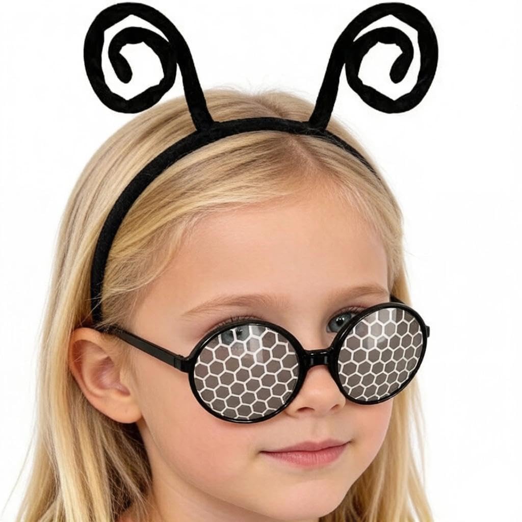 Juego de 2 diademas divertidas con antena de insectos + gafas de sol: incluye diademas temáticas de mariposas, abejas y alienígenas + gafas de sol novedosas. Adecuado para temporada de — view 3