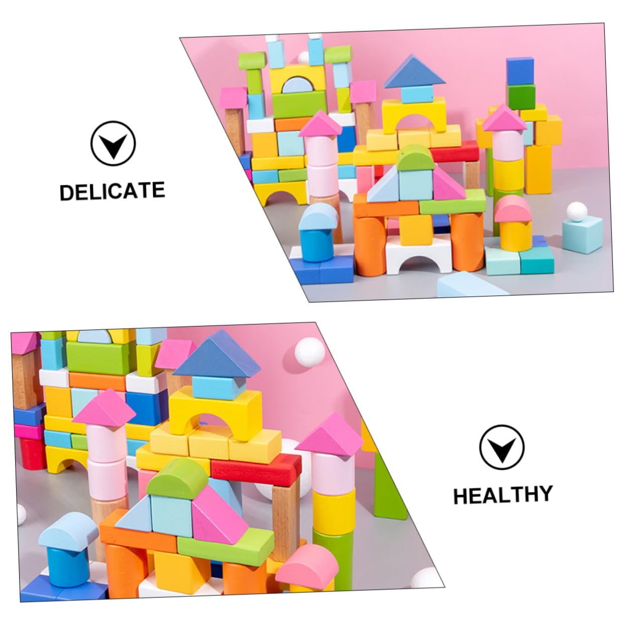 Gatuida 100pièces Blocs de Construction Bois pour Garçon Fille Jouet de Construction Éducatif Bois Blocs Colorés pour Bébés