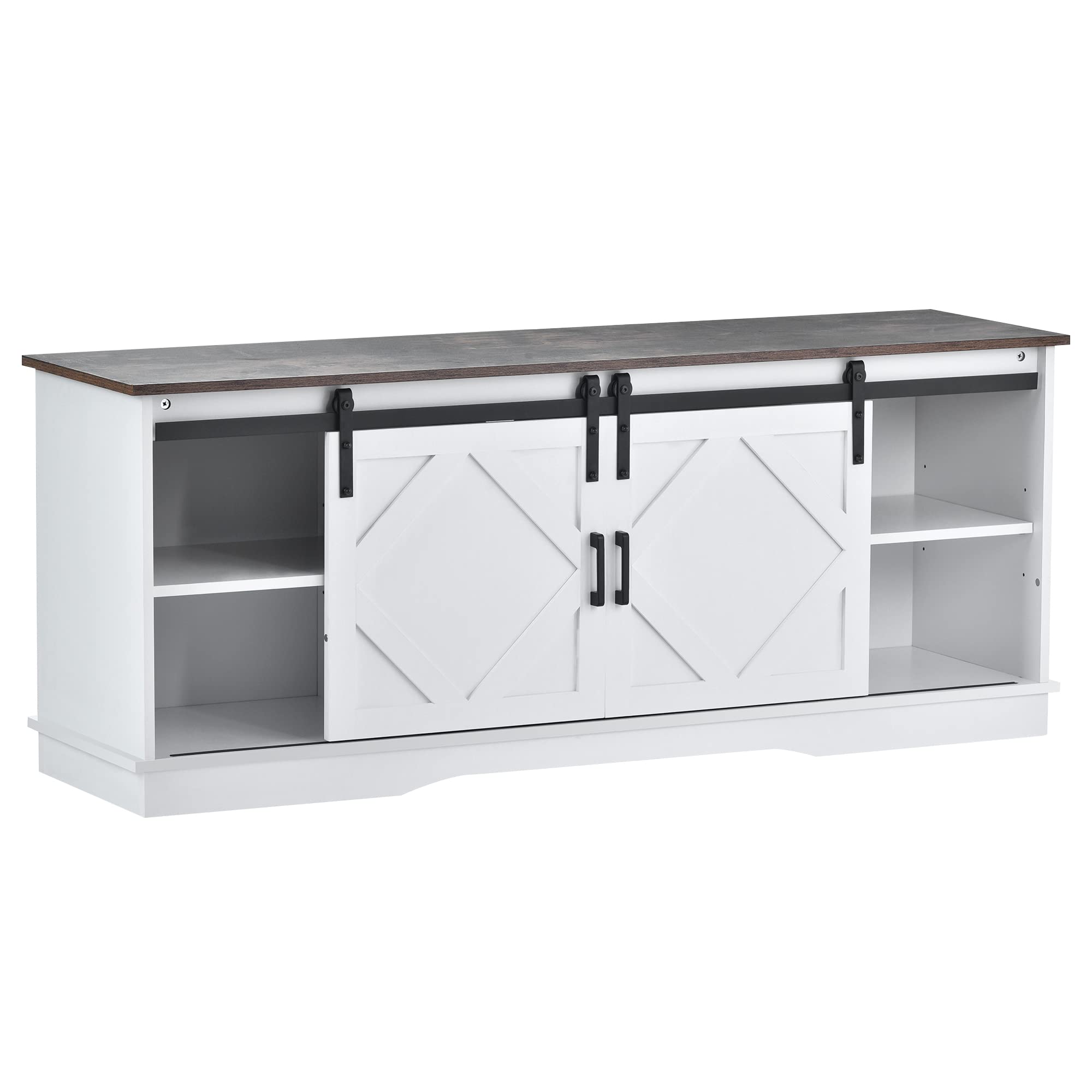 Mensole regolabili per soggiorno, grande mobile TV, con 2 classiche ante scorrevoli, design moderno, 150 x 40 x 60 cm