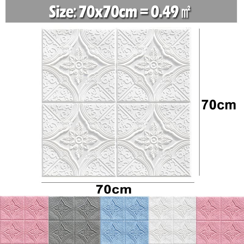 Panele ścienne, samoprzylepna tapeta 3D stereooo pianka naklejka ścienna 70 x 70 cm tapeta ścienna sufit salon samoprzylepna sypialnia dach piankowy papier dekoracja (kolor: niebieski, rozmiar: 6 szt.