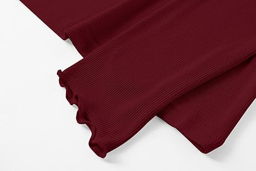 Vista 5 de Lightweight Ruffle Mock Neck Tops Ribbed Lettuce Trim Soft Base Layer for Women