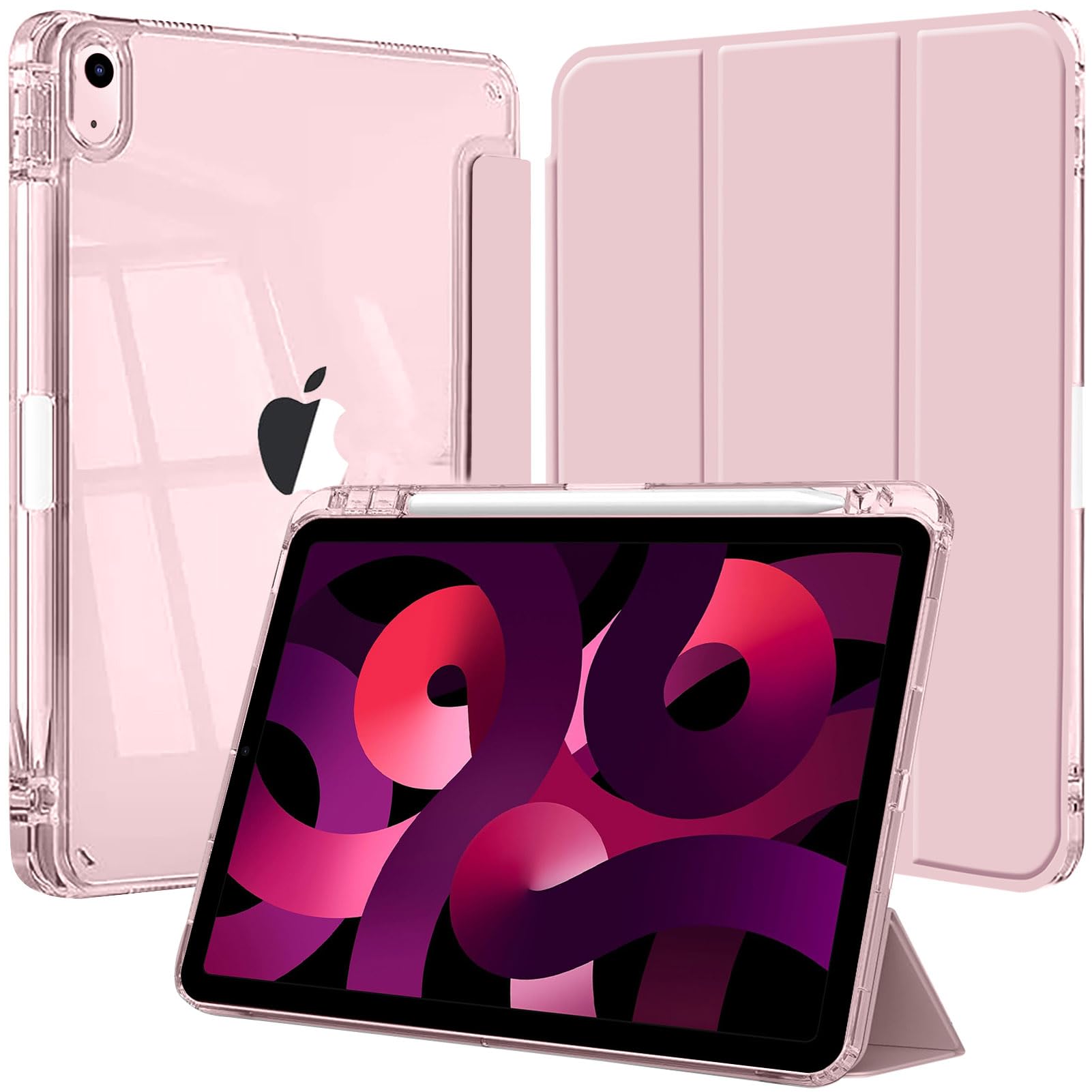 Hoes voor iPad Air 11 inch M4 2026 / M3 2025 / M2 2024, iPad Air 5/4 10,9 inch 2022/2020, Trifold Hoes met Pencilhouder, Apple Pencil 2 Opladen, Auto Sleep/Wake, TPU Bescherming, Mörkgrön