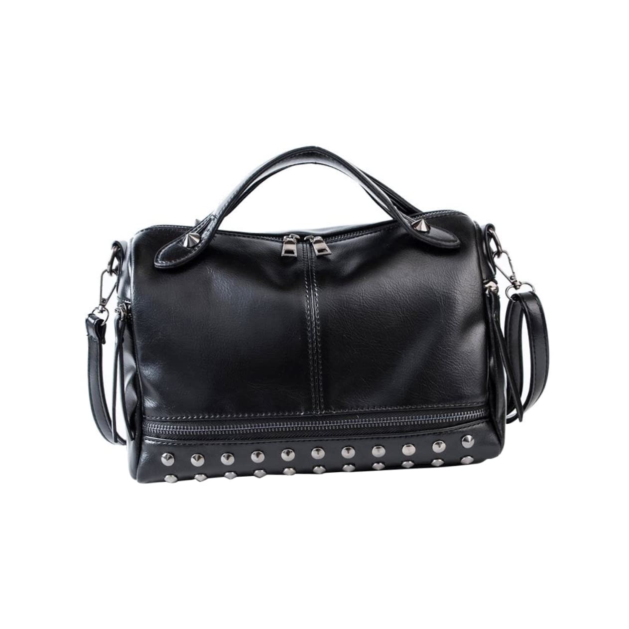 Sac à main rivets mode IMIKEYA grand format en polyuréthane noir léger - 8