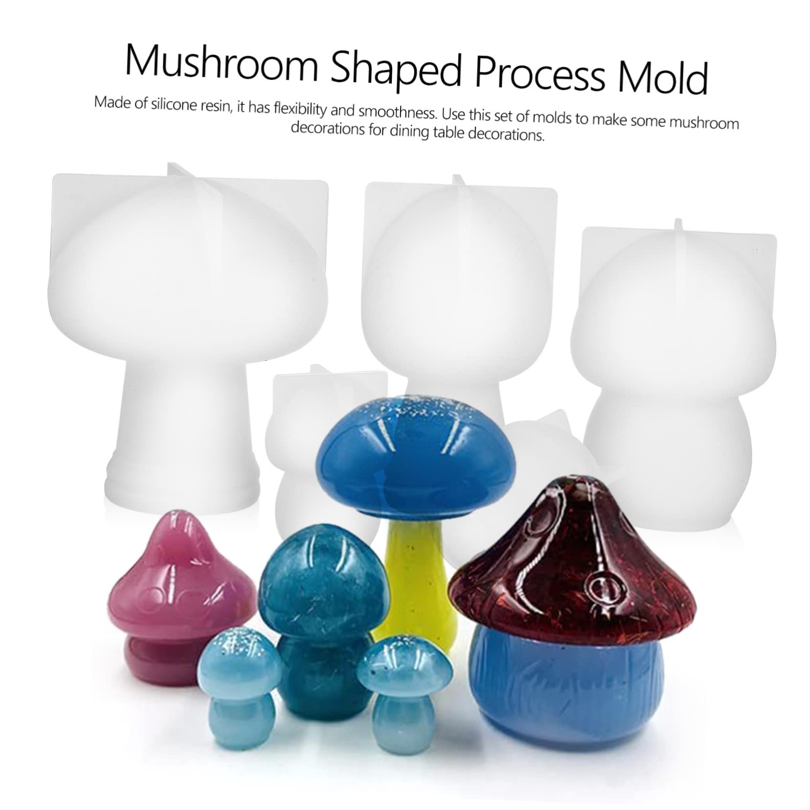 Molde de Silicona Forma de Hongo para Manualidades 10 Piezas | Flexibilidad y Superficie Lisa, Uso en Adornos de Mesa y Decoración del Hogar