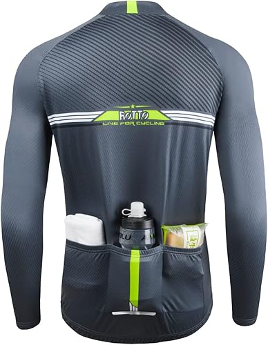 Miniatura 2 de ROTTO Camiseta de ciclismo para hombre, manga larga, línea simple, serie