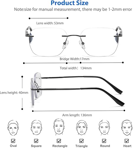 Miniatura 6 de Gafas de lectura sin montura progresivas multifocales fotocromáticas para hombres y mujeres, anti transición de luz azul, lectores multifocales