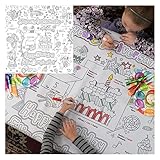 Birthday Coloring Tablecloth for Kids - Washable & Reusable Coloring Fabric - Ideal for Birthday Par