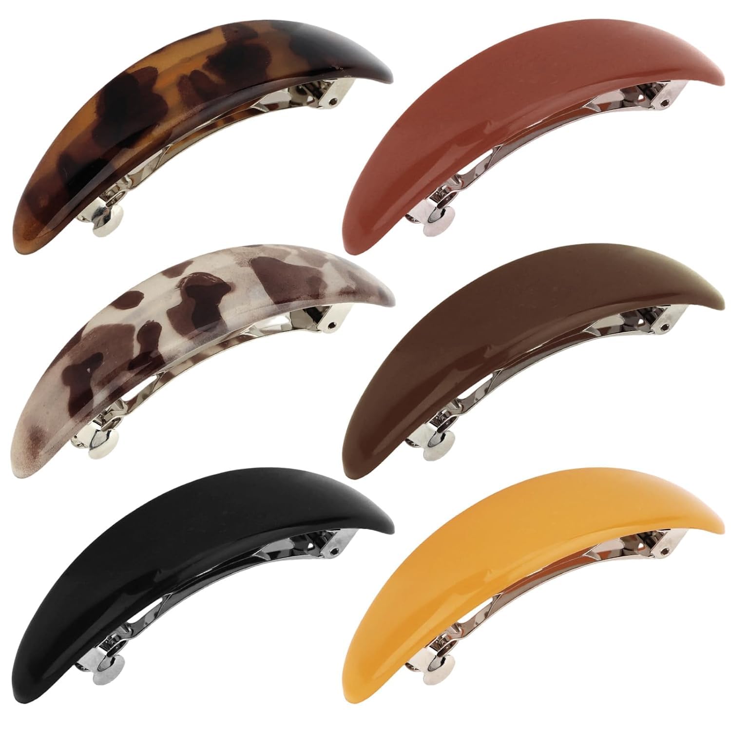 Diversa Oval French Hair Barrettes for Women & Girls, 6 Pack Acrylic Hair Clips, Strong Hold Spring Hair Barrettes, Non-Slip Hair Accessories for Thick, Thin, Curly, Straight & Wavy Hair-image-34