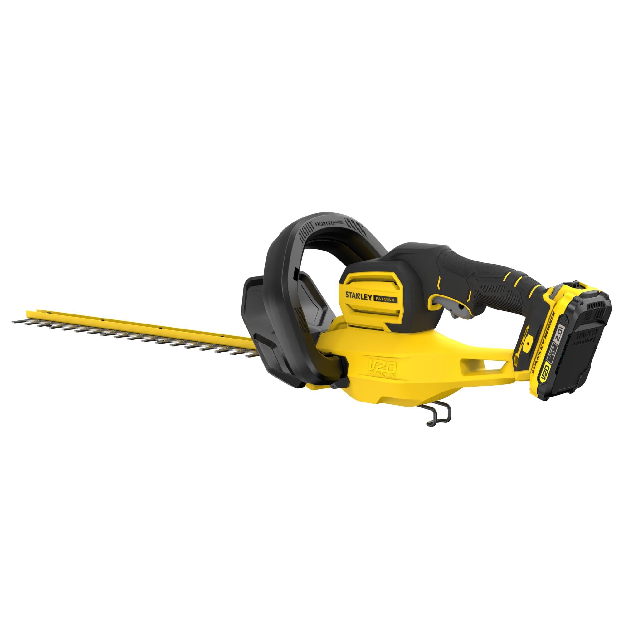 STANLEY FATMAX SFMCHT650D1-QW V20 - Cortasetos con batería (50 cm de Longitud de la Espada, Grosor de Corte de 19 mm, Mango de Planchado y Parada rápida, Incluye batería de 2,0 Ah y Cargador)