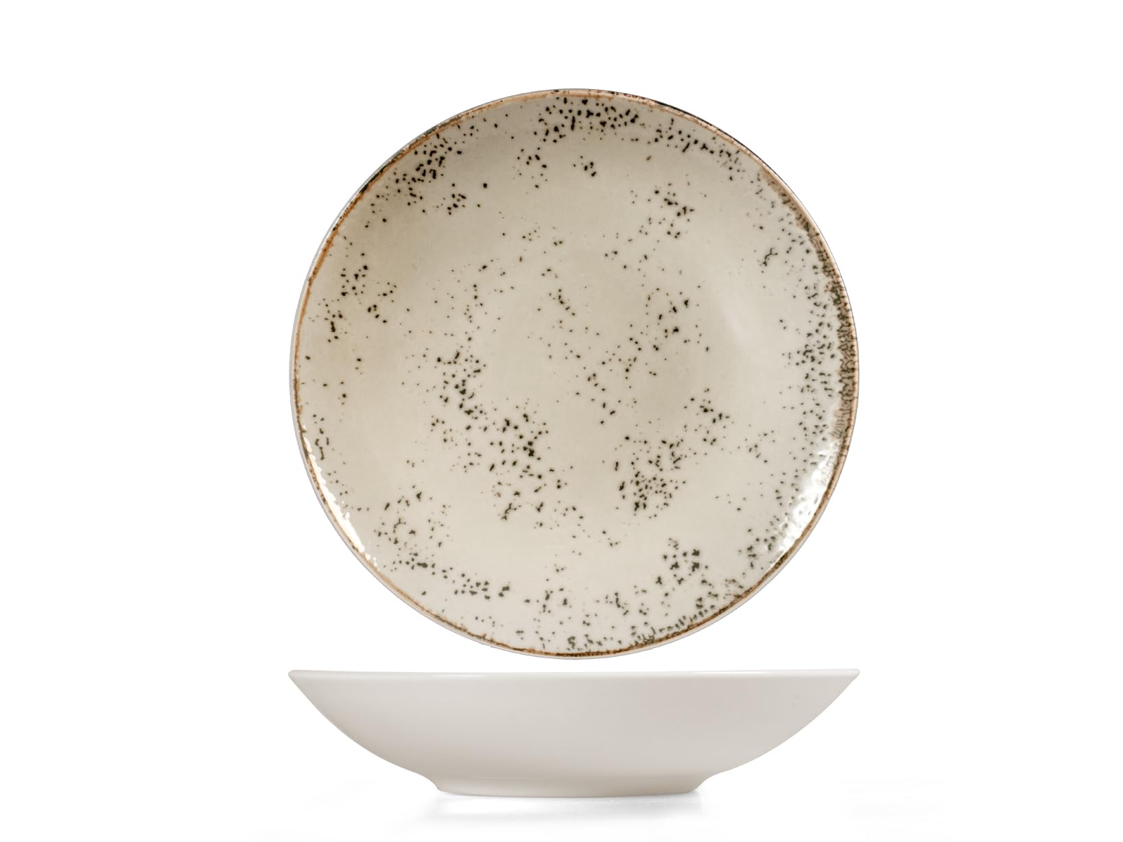 H&H, Servizio Piatti 18 Pezzi in Stoneware, Planet Beige Puntinato, Piatti Piani, Fondi e Frutta, Lavabile in Lavastoviglie