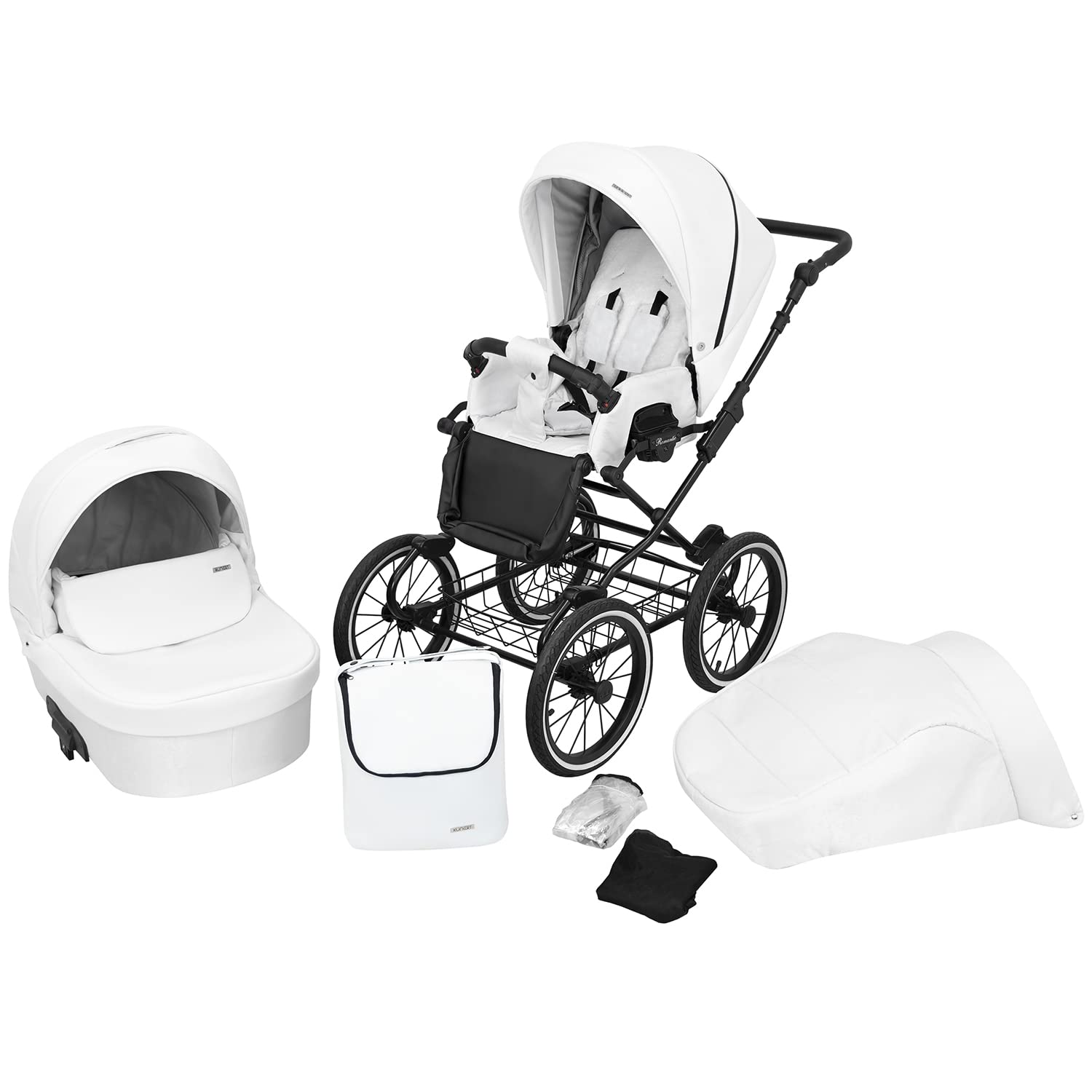 Poussette landau bébé 2 en 1 nacelle bébé Kunert ROMANTIC retro 2en1 pousette 2 in 1 accessoires